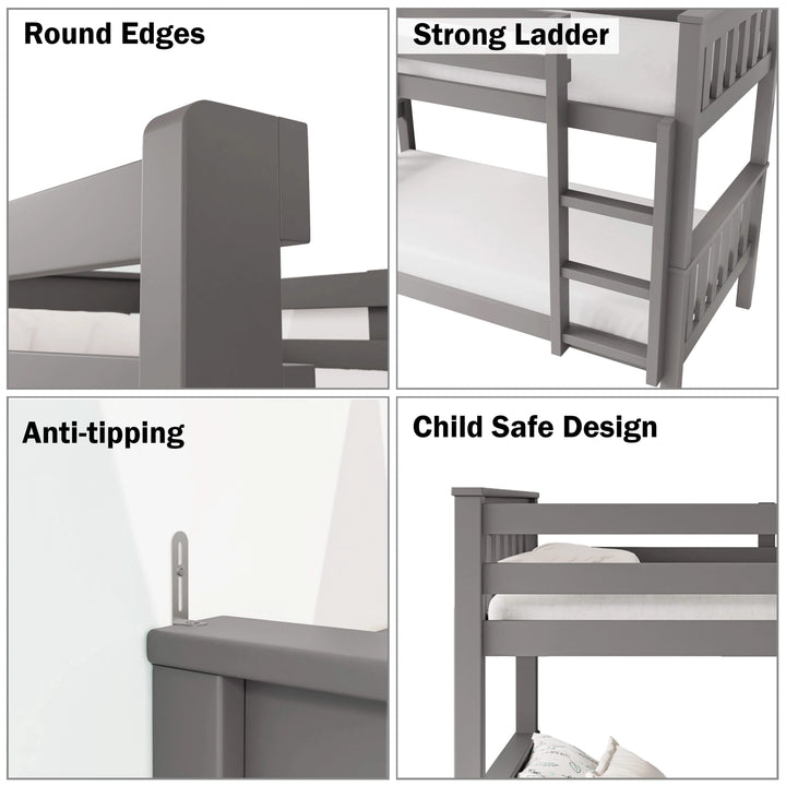 [Grey] four safety close-ups: smoothed corners solid ladder anti-tip bracket guardrail