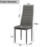 [6 Seater | Grey] grey PU leather dining chair dimensions: 95 cm height, 40 cm seat, 41 cm leg, 53 cm back