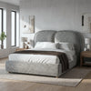 [Double | Grey] Embracea upholstered bed frame in a minimal bedroom with oak nightstands and neutral de