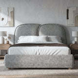 [Double | Grey] Embracea bed with double arch headboard styled front-on in a neutral bedroom interior
 