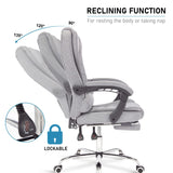 [Grey Linen] Grey swivel recliner chair with smooth reclining function for ultimate comfort and relaxation.