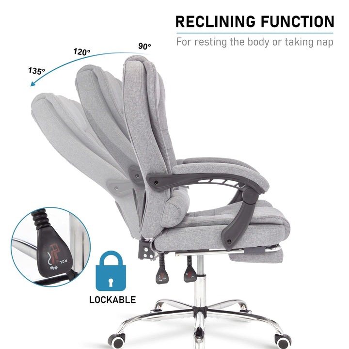 [Grey Linen] Grey swivel recliner chair with smooth reclining function for ultimate comfort and relaxation.