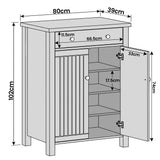 [Grey] Linra shoe cabinet dimension diagram showing 80cm width, 39cm depth, 102cm height, and 17.5cm shelf spacing
