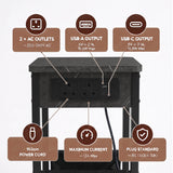 [Grey Marble] Power graphic: 2 AC outlets 220-250V, USB-A/C 5V, 150cm cord length, 13 amp Max current, and BS 1363/A plug