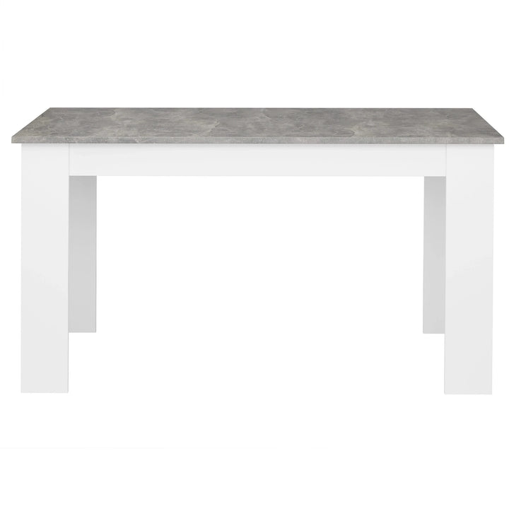 [6 Seater | Grey] Front view of bare grey marble dining table with two white block legs