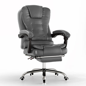 [Grey] Grey office chair with adjustable armrests on a white background