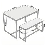 [Grey] Orvak Dining Table with Bench Set 4 Seater size diagram showing table and bench measurements in cm