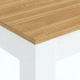 [4 Seater | Grey] Dining Table and Chairs Set close-up corner detail showing oak-effect pine tabletop surface texture and white painted table leg