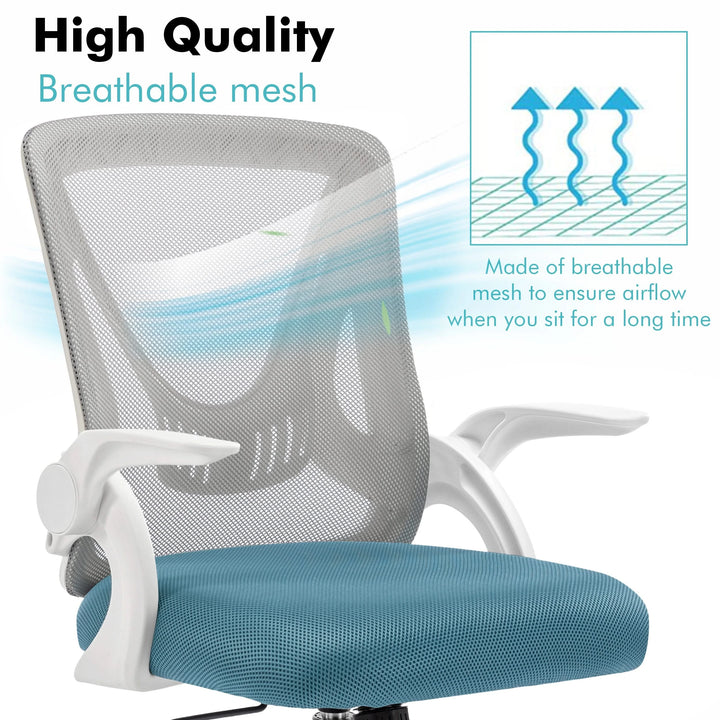 [Grey + Tiffany Blue] Grey and Tiffany blue comfortable desk chair with breathable mesh backrest for maximum comfort.