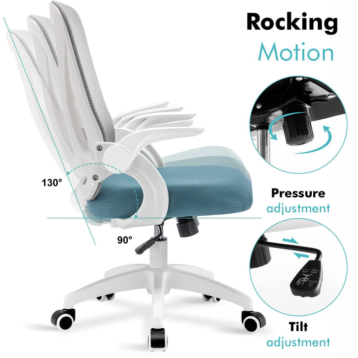 [Grey + Tiffany Blue] Grey and Tiffany blue comfortable chair with adjustable height and recline features, providing ultimate comfort.