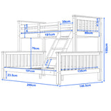 [Grey | Single+Double] Grey triple bunk bed dimensions schematic: external 200 x 146.5 x 150 cm, internal sleep 191 cm