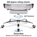 [Grey Velvet] Swivel and recliner chair with 360-degree rolling wheels for smooth mobility and ergonomic comfort