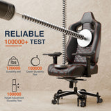 [Black] Ergonomic chair with durability testing graphics on a beige background