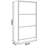 [Dark Grey & Sliver Grey] Dimensions of two tone grey gloss shoe cabinet, width 60 cm, depth 24 cm and height 112 cm.