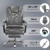 [Grey] Grey office chair with reclining function and adjustable height features on a gray background
