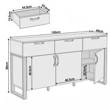 [Grey] Ironmere sideboard dimensions: 150 x 40 x 80cm, drawer shown as 44.3 x 33.5 x 13.5cm