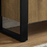 [Oak Effect] Ironmere sideboard lower side detail showing black rectangular leg frame and cabinet edge