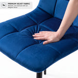 [Blue Velvet] Kyvon chair close-up: Premium Velvet Fabric, padded blue velvet tufted seat