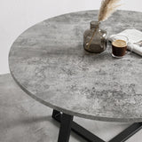 [Cream Velvet] Kyvon round dining table concrete-effect tabletop close-up