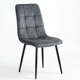 [Dark Grey Velvet] Kyvon dining set dark grey velvet chair with tufted back and black legs