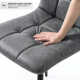[Grey Suede] Kyvon chair close-up: Premium Suede, padded grey suede tufted seat
