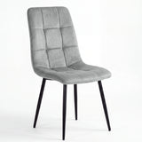 [Light Grey Velvet] Kyvon dining set light grey velvet chair with tufted back and black legs