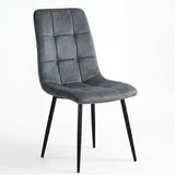 [Dark Grey | Dark Wood] Kyvon round dining table set with one dark grey velvet chair, tufted back and black legs
