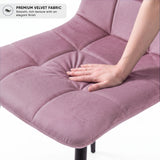 [Pink | White Marble] Kyvon chair close-up: Premium Velvet Fabric, padded pink velvet tufted seat