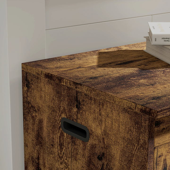 [Rustic] Wooden storage box with a handle on a white background