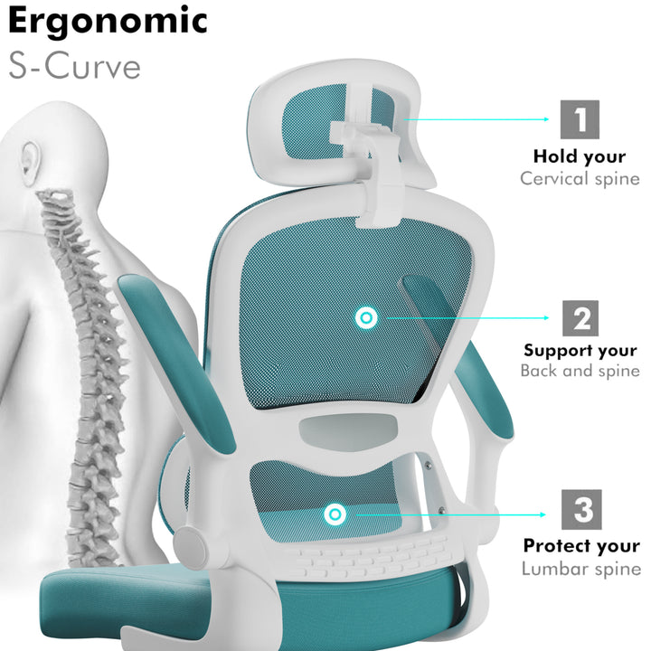 [Light Blue] Light blue height adjustable chair with smooth gas lift and breathable mesh backrest.