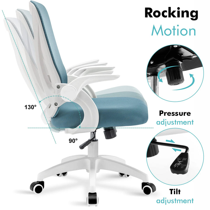 [Light Blue] Comfy desk chair with adjustable height and tilt lock mechanism, ensuring superior comfort.
