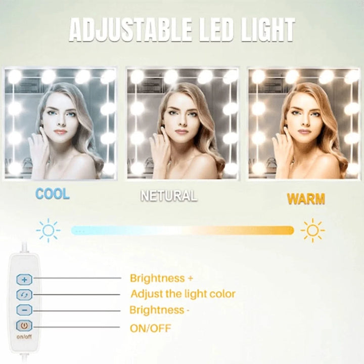 [Black Marble]  Adjustable LED mirror light with cool, neutral, and warm modes, with a remote control for mode and brightness adjustment