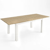 [140cm | Light Oak] Dining table extended to 180cm with light-oak-effect top, 40cm centre leaf, black frame and square legs