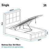[Single | Dark Grey] Linen ottoman bed single dimensions, 100cm wide by 204cm long by 85cm tall headboard
