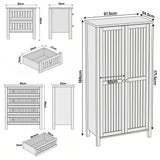 [Black] Linra bedroom furniture set dimensions: wardrobe 97.5x55.5x186, chest 83x42x95, bedside 50x40x60cm