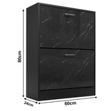 [Black Marble] The small shoe cabinet in black marble is shown from the side: width 60 cm, depth 24 cm, and height 80 cm.