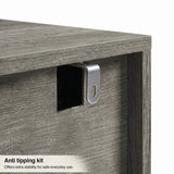 [Wooden Grey] Millwright 3 drawer chest close-up showing anti-tip kit for safer everyday use
