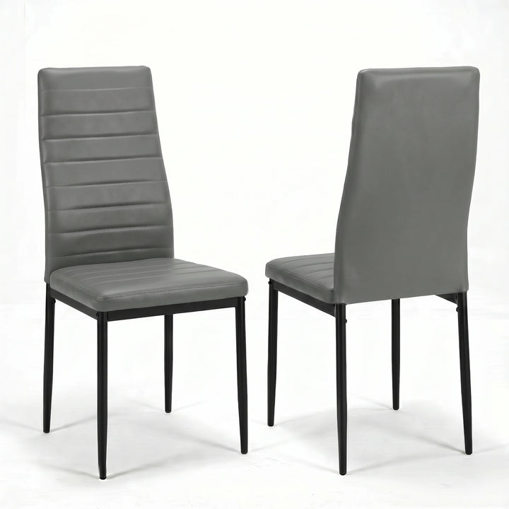 [8 Seater | Grey] Milo high-back dining chair shown from front and rear angles