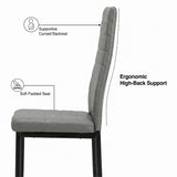 [8 Seater | Grey] Milo chair side profile showing curved high back support and padded seat callouts