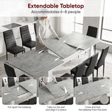 [Concrete] Infographic demonstrating the three-step extension mechanism of the Milo Concrete Effect Extendable Dining Table 170-220cm.