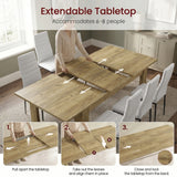 [8 Seater | White] Milo extension guide showing tabletop opening, centre leaf placement, and lock-close steps