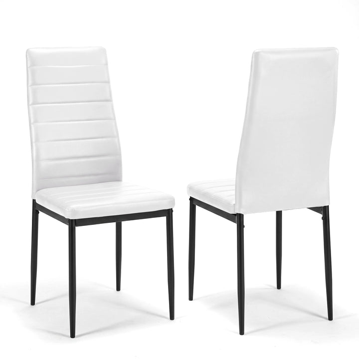 [8 Seater | White] Milo high-back dining chair shown from front and rear angles