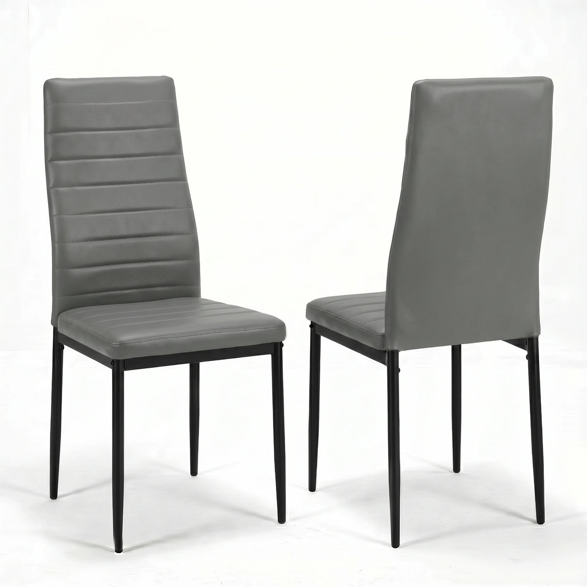 [6 Seater | Grey] Milo high-back dining chair shown from front and rear angles