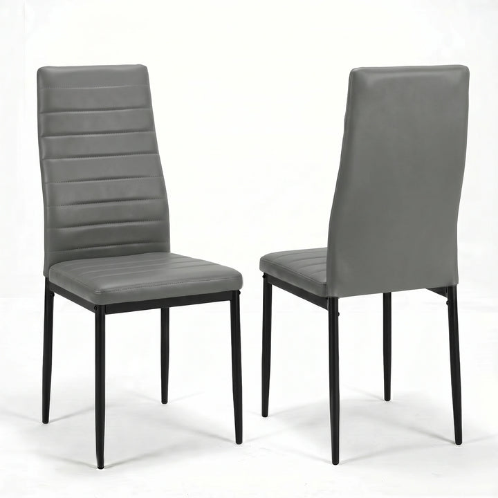[6 Seater | Grey] Milo high-back dining chair shown from front and rear angles