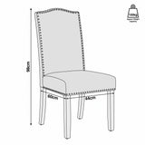 [Dark Grey | Set of 4] Nailhead dining chair size guide: 44W x 60D x 98H cm, 100kg capacity shown