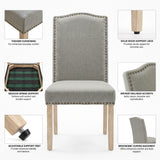 [Light Grey | Set of 4] Feature graphic highlighting cushioning, spring support, legs, and nailhead trim.