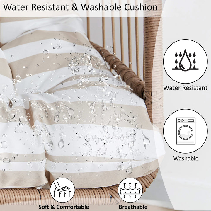 [Natural] Outdoor egg chair with water-resistant and washable cushion for durable and easy maintenance