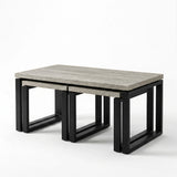 [Grey] Nestline three-piece nested coffee table set shown on a clean white background with an angled front