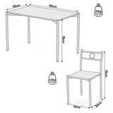 [Oak] Size guide showing the rectangular table dimensions, chair dimensions, 25kg table capacity and 120kg chair capacity