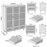 [Oak Effect] Wovena bedroom set dimensions showing bedside table 50x40x55cm, 3-drawer chest 70x40x75.5cm, and wardrobe 138.5x55x180cm